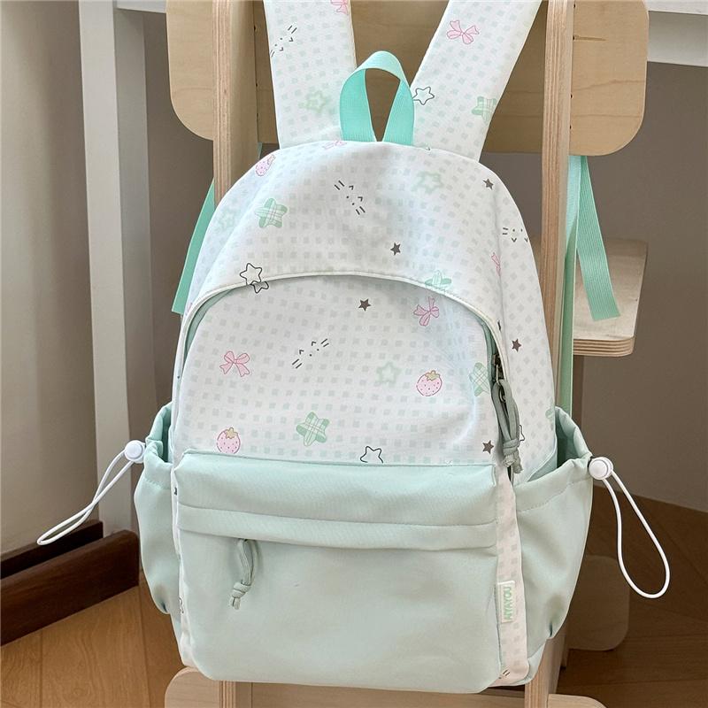 

Cartoon Schoolbag Women s Contrast Backpack Lightweight Backpack зелений