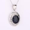 925 Sterling Silver Dyed Sapphire Oval Pendant 11x9mm Rhodium Plated Handmade Fine Jewelry Gift for Her