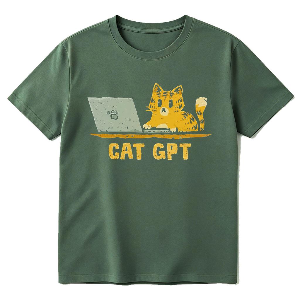 Funny Cat GPT Graphic Tshirt Unisex Women Clothing Fashion Vintage Tshirts Summer Cotton Casual Oversized Short Sleeve T Shirts