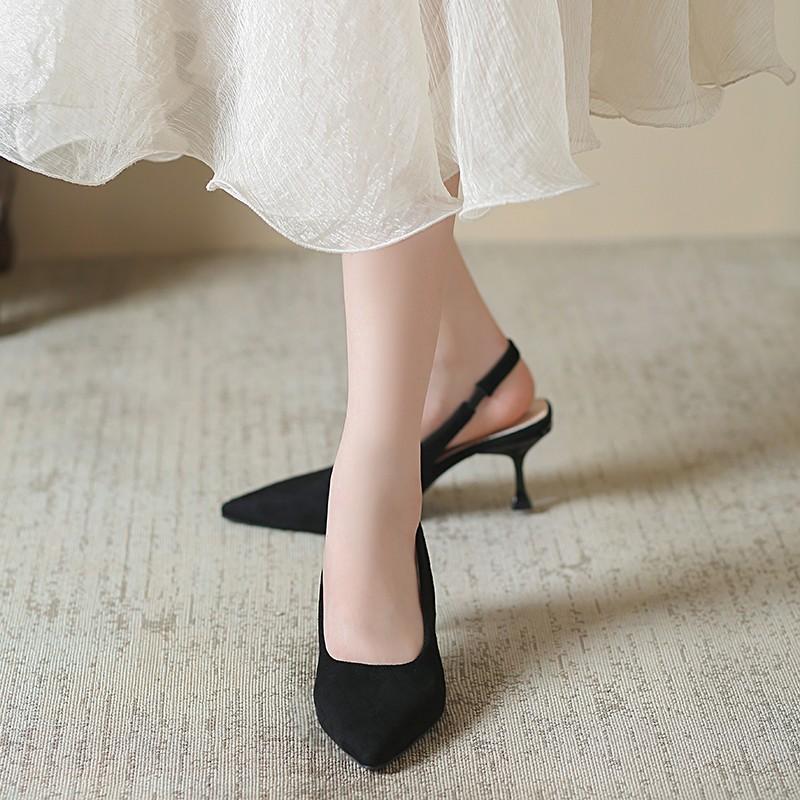 2025 New Design Summer Women's Sandals Closed Toe  Thin Heel Single Shoes with Fashion Hollow Pointed Women's Shoes