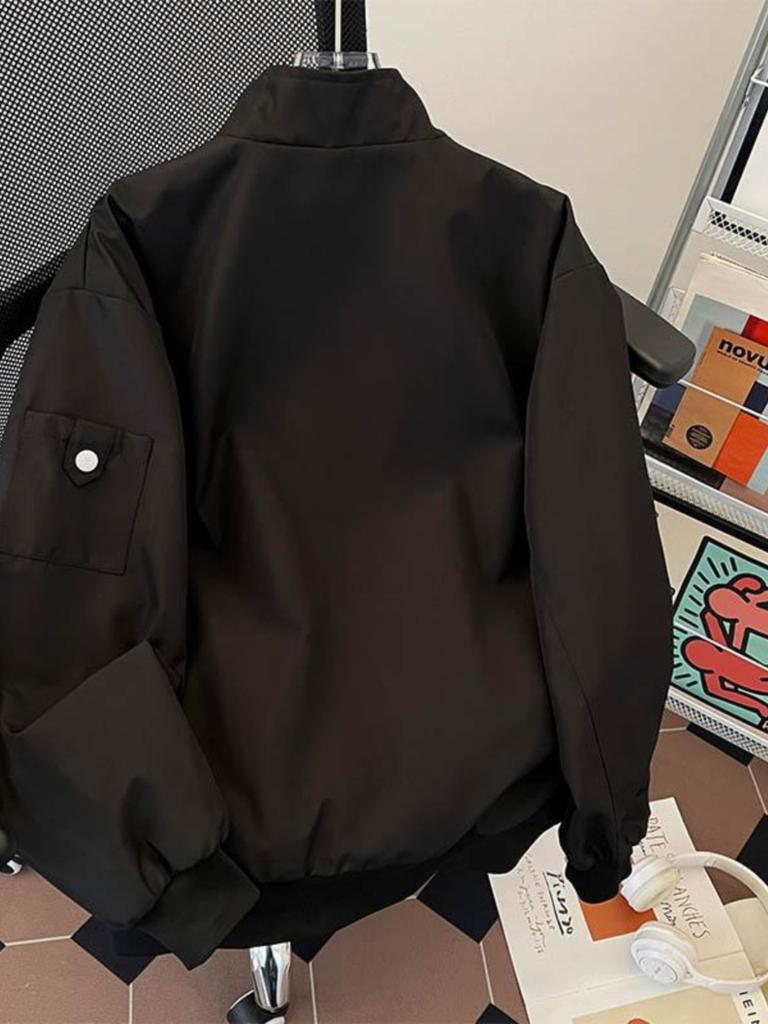 Spring and Autumn Stand-up Collar Zipper Jacket Men's Windproof Casual Trend Brand Sports Teen Ruffian Handsome American Student Trend Jacket