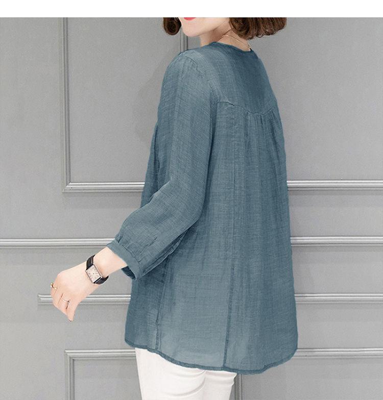 Women Solid Color Cotton Linen Tops Summer Loose Oversized Shirts
