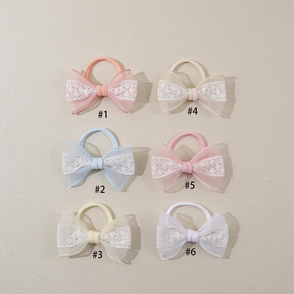 Soft Baby Nylon Headband Lace Bow Ponytail Hair Tie Bowknot Hair Bands  For Baby Girls Children