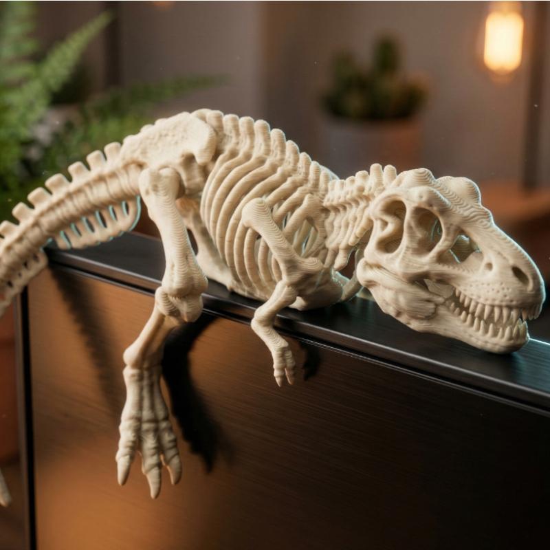 Sleeping T-Rex Monitor Topper Figurines 3D Printed Mini Lazy Dinosaur Ornaments For Desk/Monitor/Shelf Cute Jurassic Dino Decor