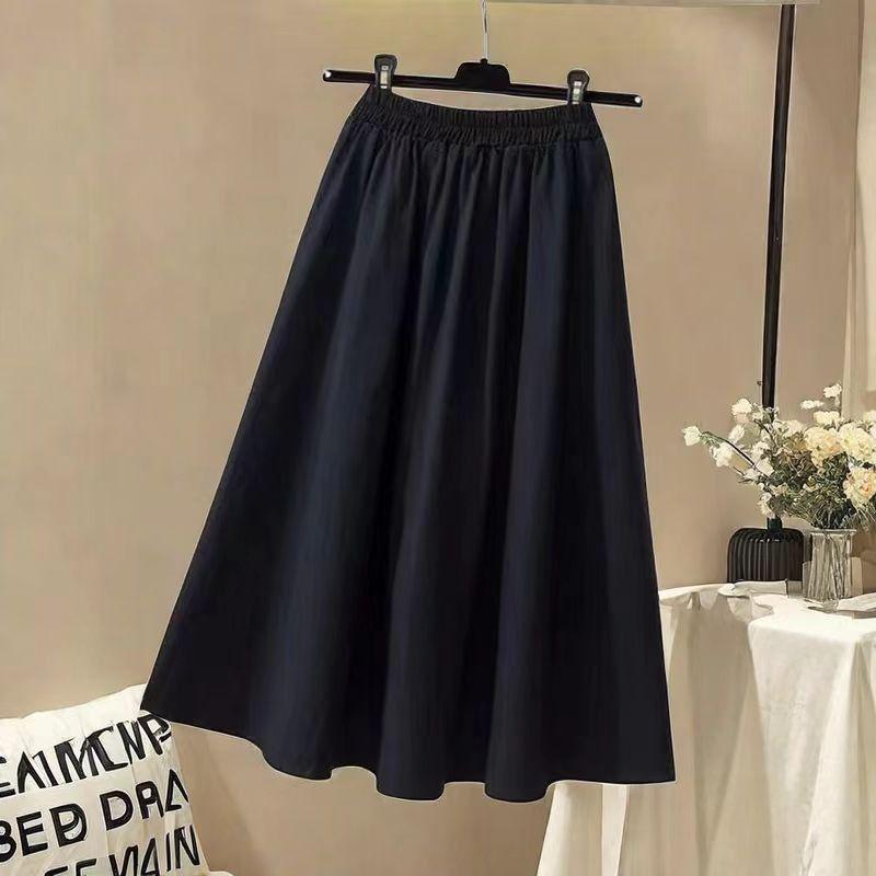 Women's High-Waisted White A-Line Skirt – Petite Mid-Length for Spring, Summer, and Autumn