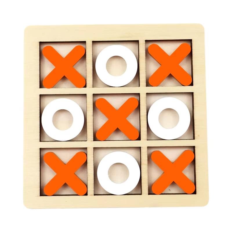 Solid Wooden Tic Tac Toe Board Game Montessori Toys - Perfect for Family Fun and Backyard Entertainment!