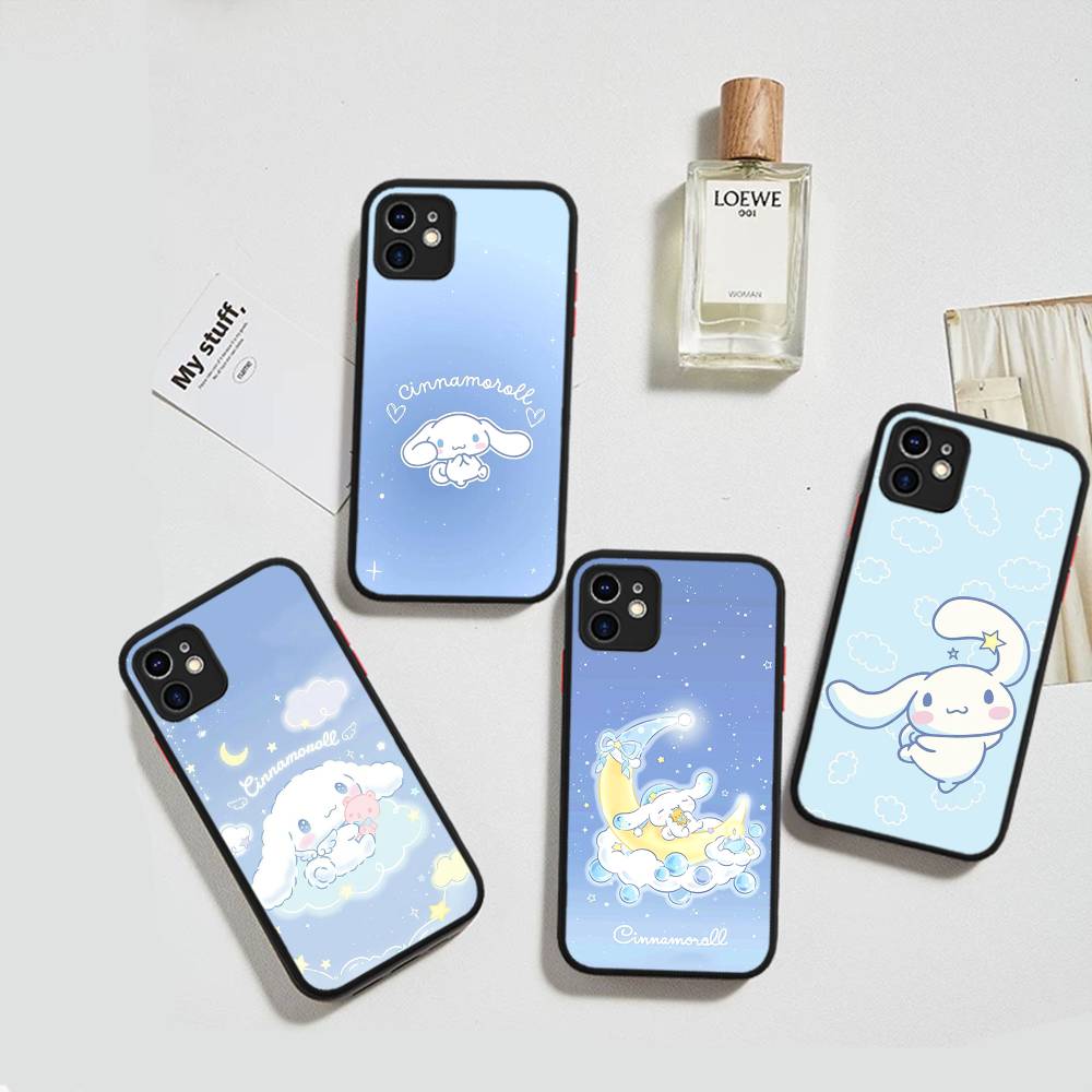 Caroon Cute C-Cinnamorolls Matte Transparent Phone Cover For iPhone Case 16 15 14 13 12 11 Pro Max X XS Max Plus