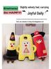 Cartoon Fire Extinguisher Plush Pillow with Road Cone Backrest and Warning Sign Prop