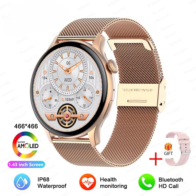 2025 New NFC GPS Smart Watch Women AMOLED Always On Display BT Call Heart Rate Blood Pressure Fitness Track Smartwatch 66*466 HD Screen