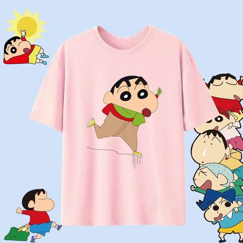 Crayon Shin Chan Shinnosuke Shiro Hug Print T Shirt Women Oversized Cute Cartoon Short Sleeve Casual Tee Top