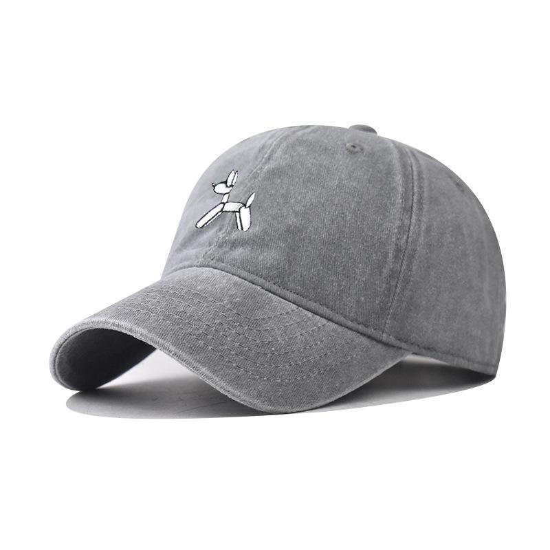 Vintage Washed Balloon Puppy Embroidered Baseball Cap Women Spring Summer Korean Style Sunshade Dad Hat Men Unisex Casual