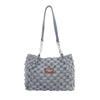 Fashion Vintage Denim Shoulder Bags Plaid Beggar Style Women's Tote Bag Versatile Jeans Commuting Bags Handbag