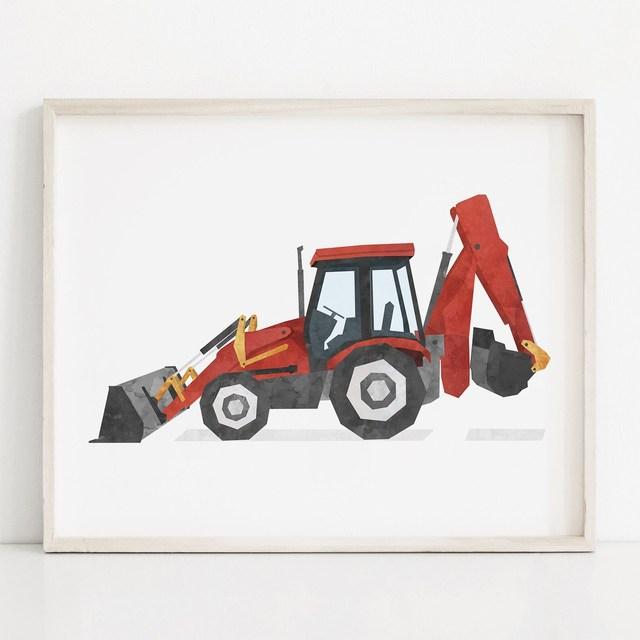 

Искусство на холсте в скандинавском стиле с изображением инженерной техники, акварельные постеры и принты, настенное искусство в детской комнате для украшения дома, без рамки 21*30cm No Frame