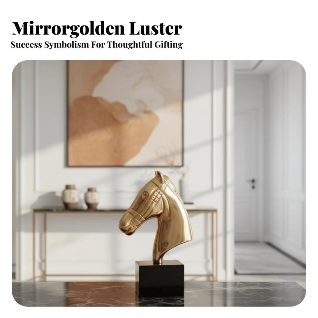 Horse Head Bust Modern Sculpture with Marble Base Traditional for Office