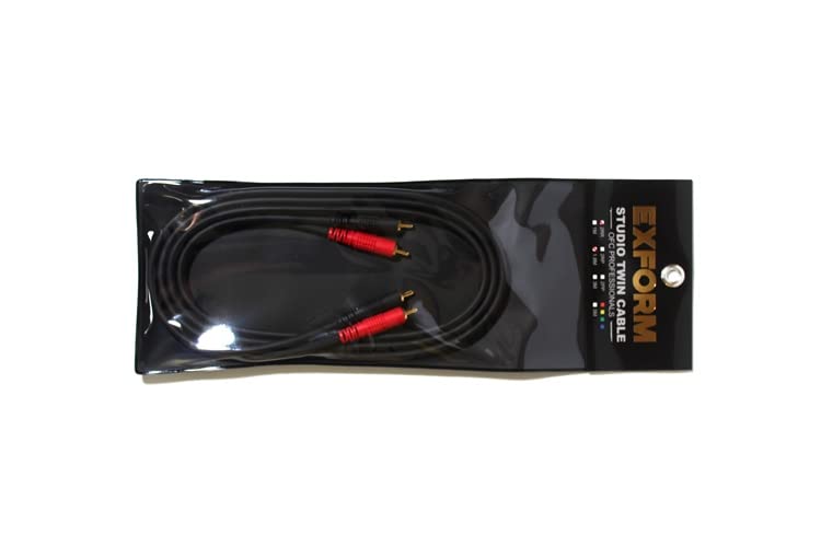 EXFORM Studio Twin Cable OFC BLACK RCA-RCA Plugs, Japanese-Made Cable, (1.8m)