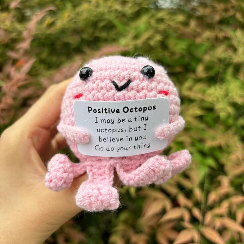 Positive Crochet Doll With Affirmation Card Playful Handmade Creative Present Ornaments Diy Crochet Kit With Yarn For Birthday Decoration