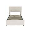 Upholstered Bed Children's Bed 90x200 Cm, Hydraulic Storage Bed, Height-Adjustable Headboard, Single High Box Bed, Velvet Fabric, Beige