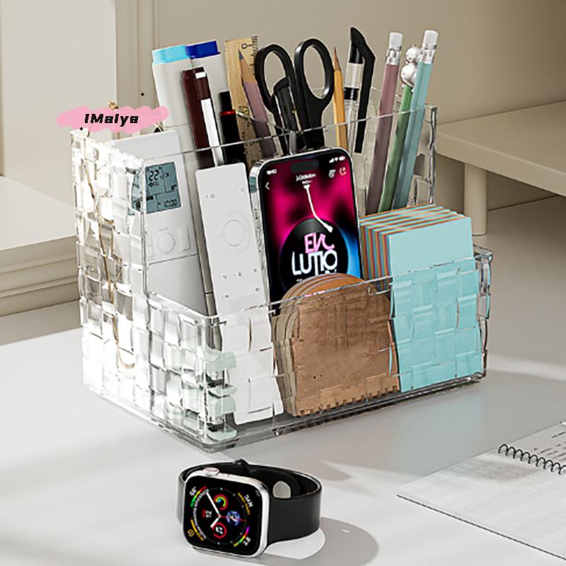 M-Light Luxury Transparent Desktop Organizer Box Multi-grid Large Capacity Makeup Storage Remote Control Holder Cosmetic Box
