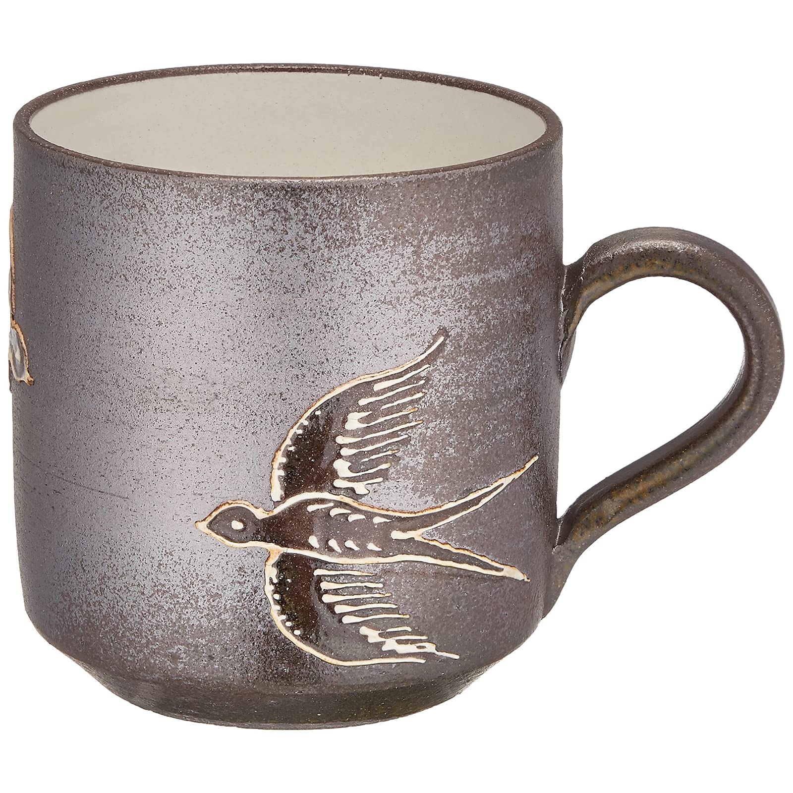 

Maeken Kyo-yaki, Kiyomizu-yaki, Seiho-gama Mug, approx. 250ml, Happiness Series, Swallow Design, Yakishime, Made in Japan