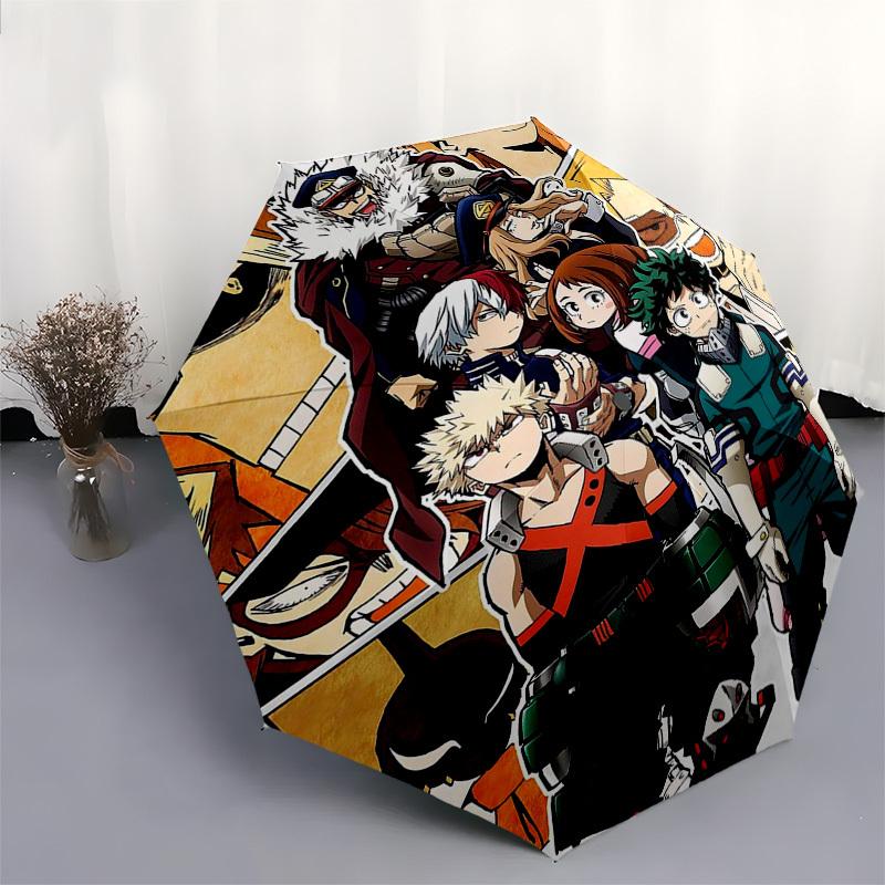 1pc My Hero Academia Characters Automatic Opening Folding Umbrella with 3-Fold Design, 8-Bone Iron Frame, Outdoor for Fans, Travelers, Daily Use, Gift