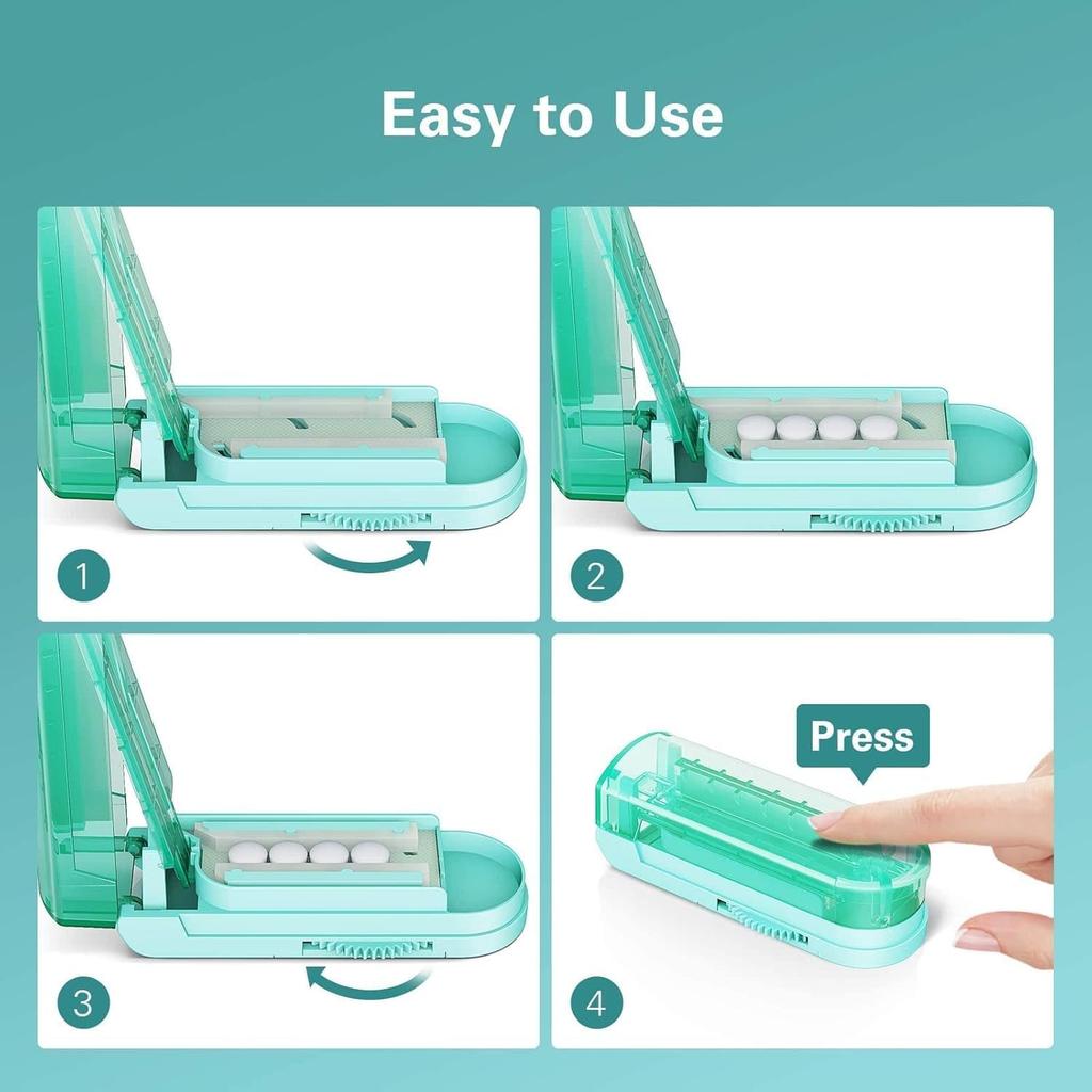 Pill Cutter Splitter for Small and Tiny Pills, Pill Cutter for Cutting Multiple Pills At a Time In Half, with Hidden Sharp Stainless Steel Blade