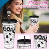 Large Capacity 710ml Single-Wall Plastic Cup With Soccer Pattern And Straw