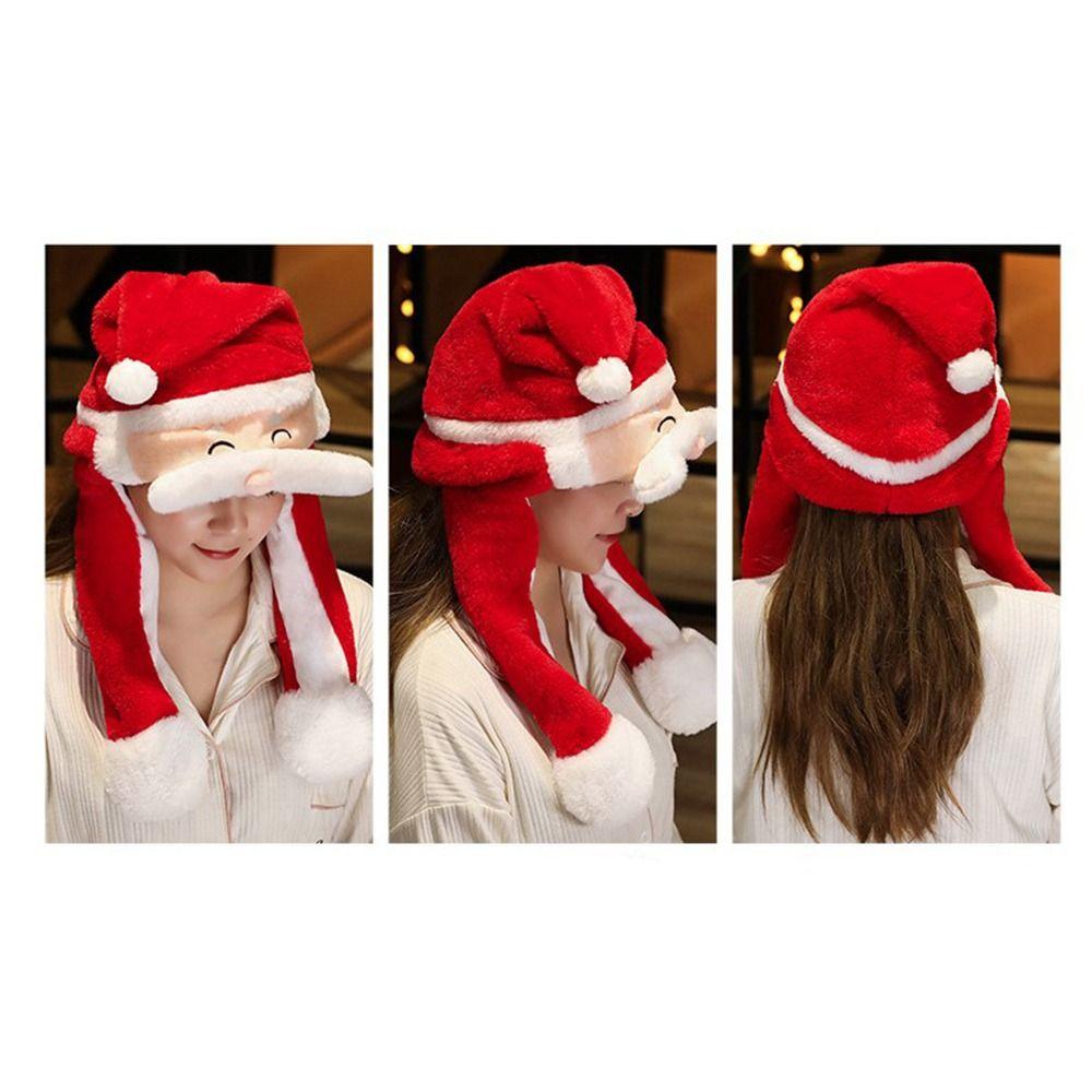 Plush Hat Toys Cosplay Party Christmas Ear Moving Hat Santa Game Hat Novelty Cap Jumping Up Cap