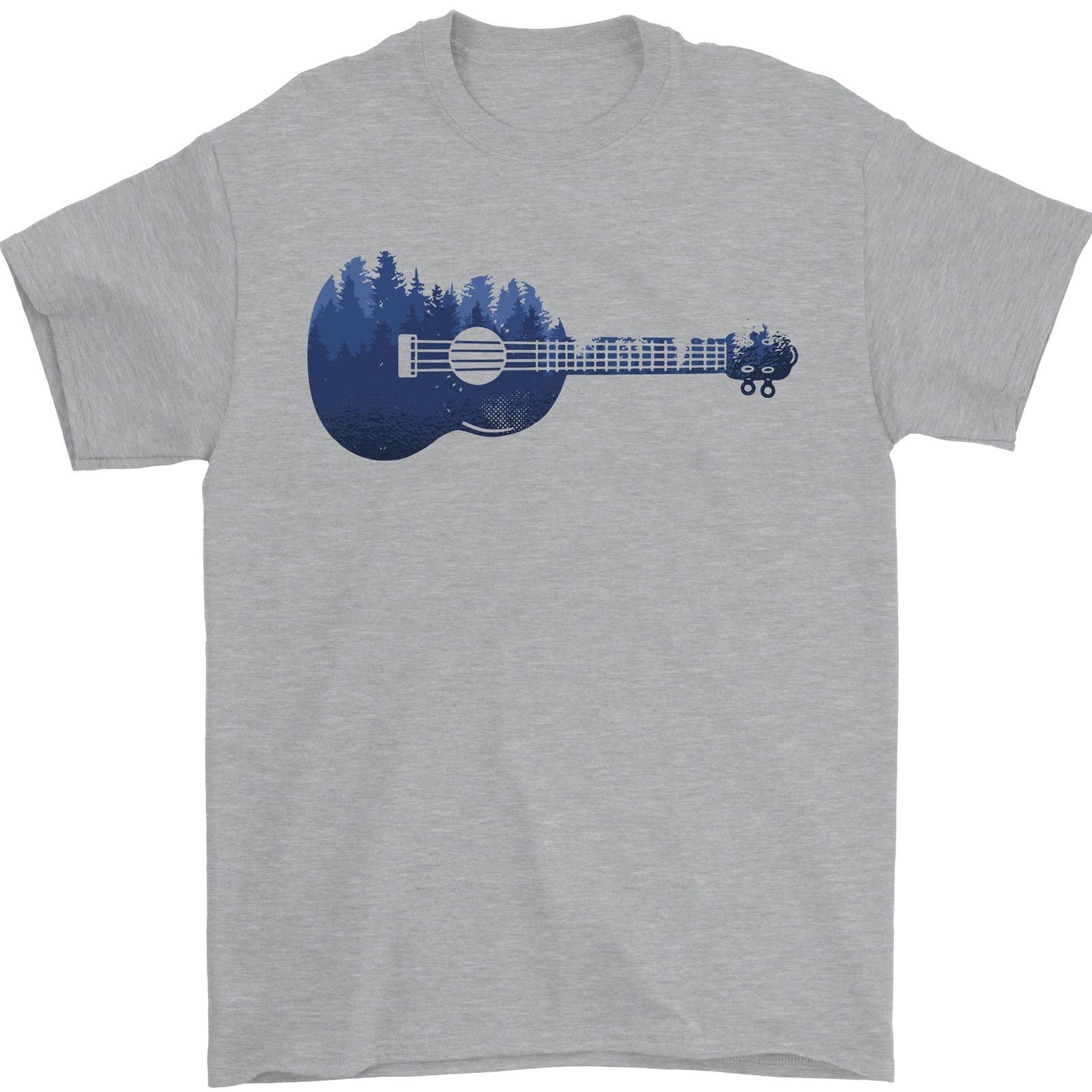 Ukulele Forest Guitar Music Guitarist Mens T-Shirt 100% Cotton S
