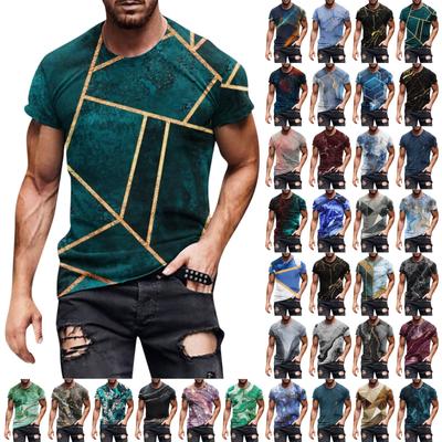 Europeu e americano em torno do pescoço casual estilo étnico retro impresso manga curta camiseta topo