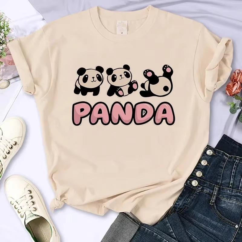 Summer Sleeve Cartoon Casual Creative Tshirt Vintage Round Neck Clothes Funny Cute Panda Printed T Shirt