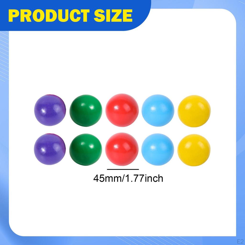 10 Stück Holzkugeln Lernmaterialien 4,5 cm Farbsortierspiel Zählspielzeug für Jungen Mädchen