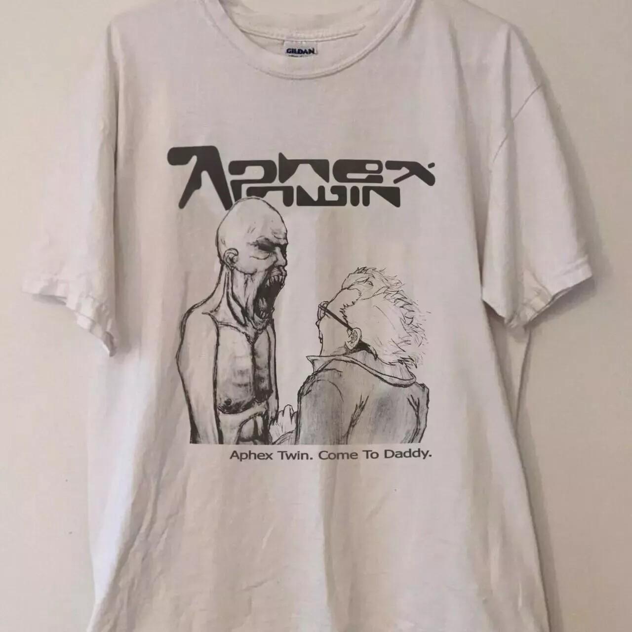 New Aphex Twin Band Tshirt, Aphex Twin Graphic White Unisex Tshirt XL