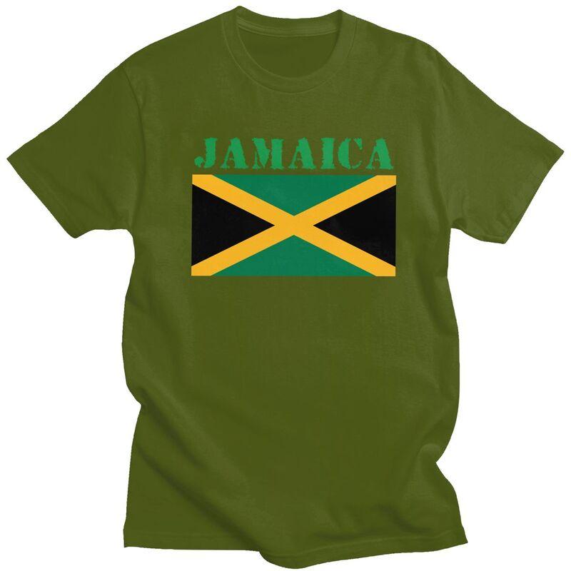 Custom Jamaica Flag T Shirt for Men Pure Cotton Tshirt Casual Tee Short Sleeve Tshirt Loose Fit Clothing