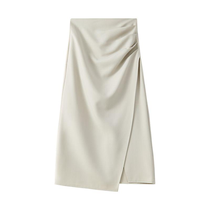 

Xiaoyun High-Grade Gray Unique Chic Irregular A- line Skirt Miumiu Bag Hip Skirts Mid-Length Straight Skirt Apricot L