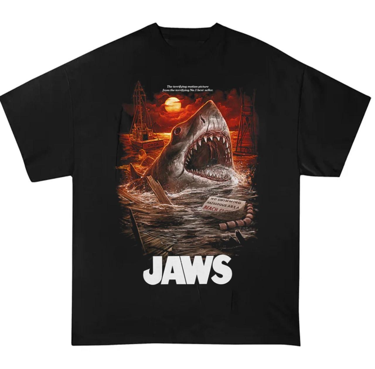 JAWS 50TH Anniversary Shark Halloween Spooky Graphic T-Shir S-5XL L
