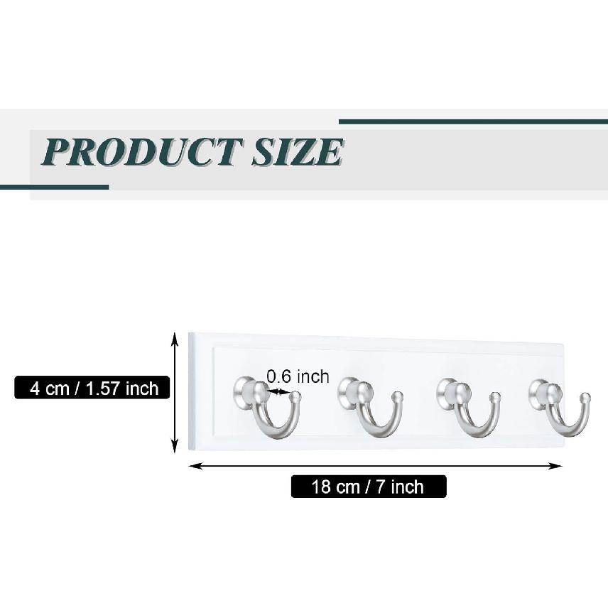 4 Pieces Key Rail Wall Hooks 4 Hooks, Key Holder Hanger for Wall Decorative, Self-Adhesive Towels Key Bag Organizer Rack for Entryway Hallway Kitchen