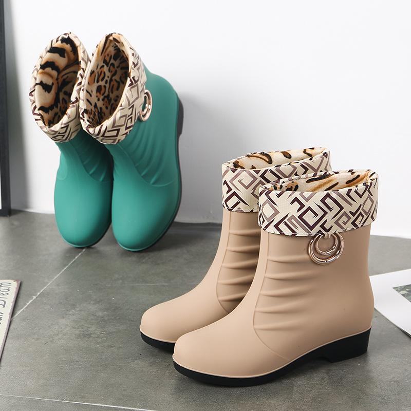 Fashion Women's Rain Shoes Non-slip Water Shoes Work Rain Boots Rubber Boots