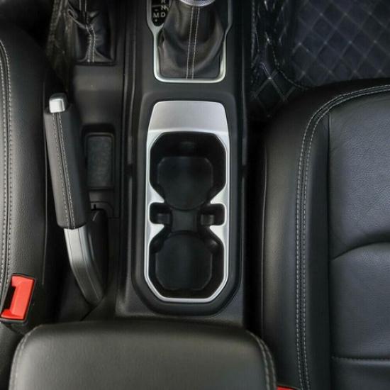 For   Jeep Gladiator JT ABS Silver Car Water Cup Holder Panel Cover Trim