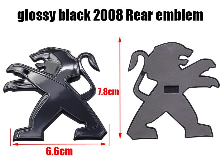 For Peugeot 3008 2008 1pcs ABS 3D Car Front Logo Front Hood Rear Bumper Tail Door Trunk Sticker Car Emblem Styling Accessories