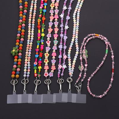 120CM Keychain Bead Phone Lanyard Luxury Colorful Neck Hanging Cord Anti-lost Rope Phone Accessories