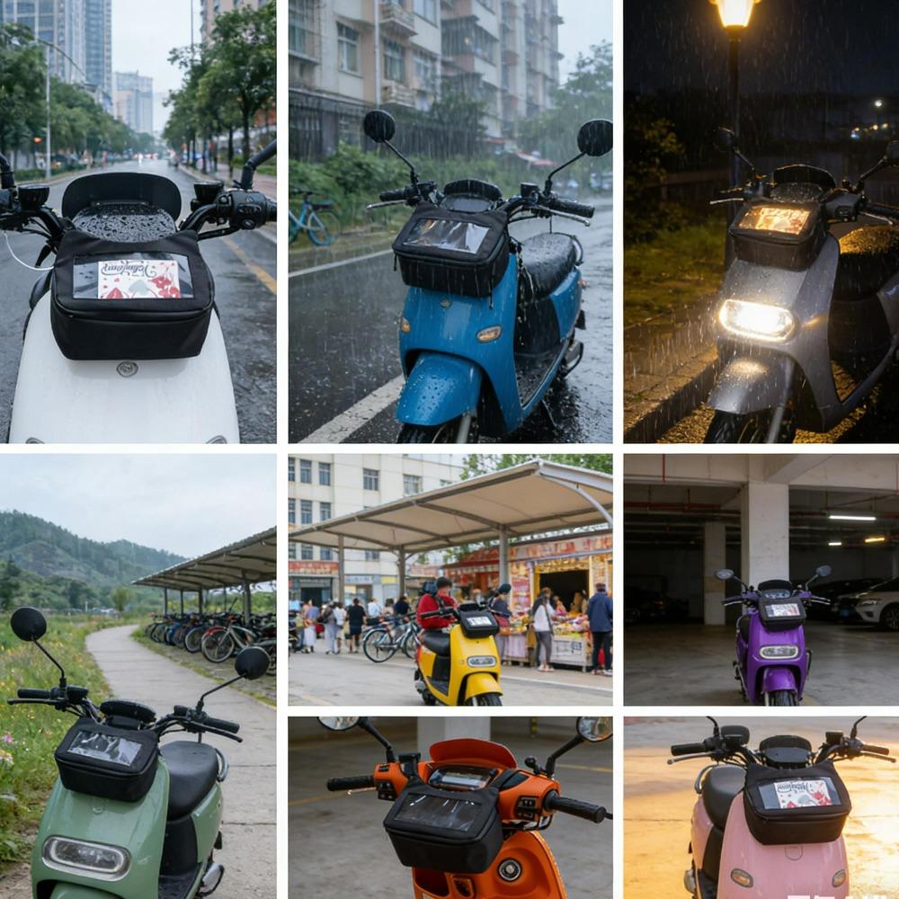 Waterproof Motorcycle Front Bag TPU Touch Screen Motorbike Scooter Handlebar Storage Pack Large Capacity Polyester Black Bags