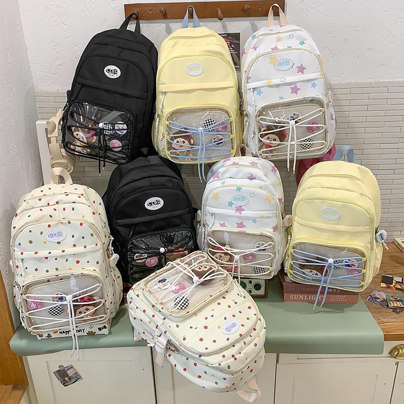 Fashion Polka Dot Cute Backpack Two-dimensional Japanese Student Schoolbag Large Capacity Junior High School Youth Campus Backpack