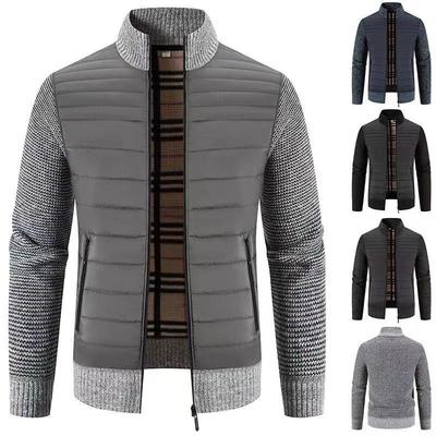 Autumn and Winter Men's Fleece Thickened Cardigan Sweater Korean Version Slim-fit Stand-up Collar Jacket Men's Knitted Jacket
