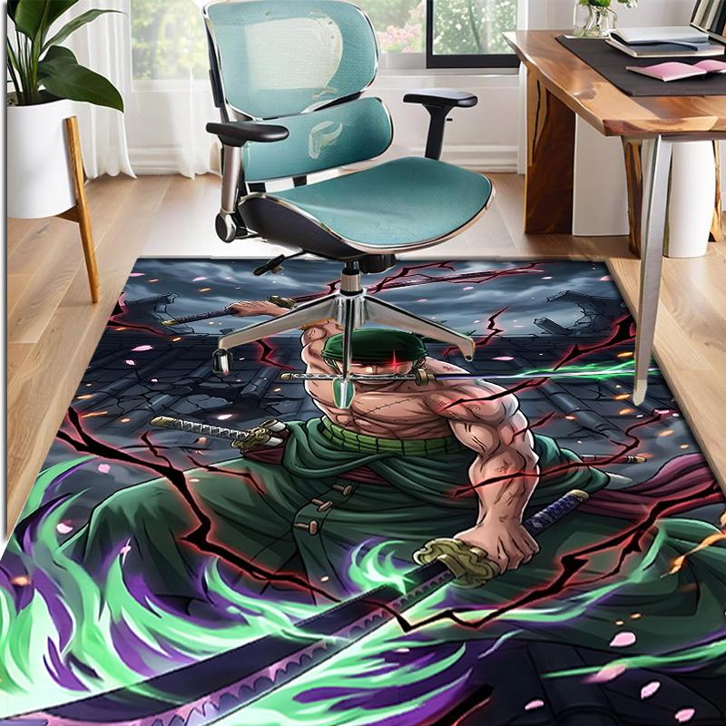 Roronoa Zoro Pattern Rug, Indoor/Outdoor Mat, for Picnic, Gameroom, Bedroom, Office, Living Room, Home Decor Carpet, Birthday Gift
