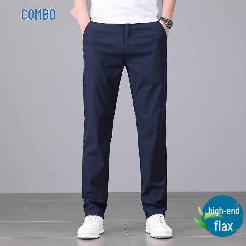 Kangbo Men s Linen Blend Straight Fit Casual Pants 42