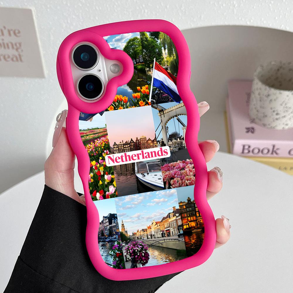 

Netherland Dutch Flag Wavy Edge TPU Mobile Phone Case for iPhone 17 16 15 14 13 12 11 Air Pro Max Plus Colorful Cover iPhone 16