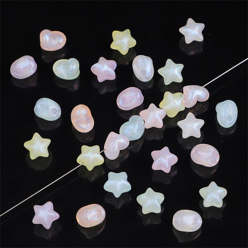 35-50pcs Plastic Acrylic Star/Heart Charm Beads For DIY Jewelry Making