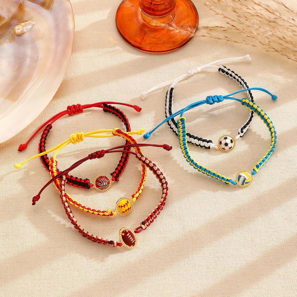 Cross-Border Sports-Style Handwoven Beaded Bracelets for Rugby, Volleyball, Football, Super Bowl, and World Cup Fans