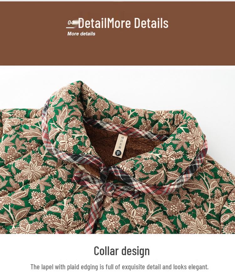 2025 Autumn/Winter Floral Cotton Jacket for Middle-aged & Elderly Mothers – Warm Loose Chinese Style Outerwear