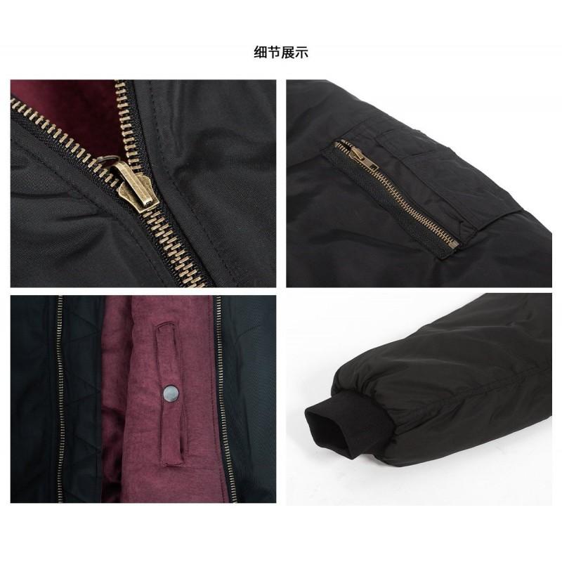 Wine Red Velvet Reversible Bomber Jacket MA1 Style Padded Coat Teens Casual Winter